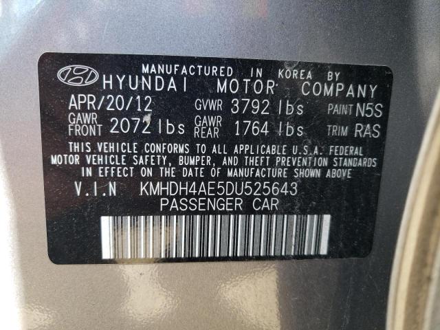 2013 Hyundai Elantra Gls VIN: KMHDH4AE5DU525643 Lot: 53739814