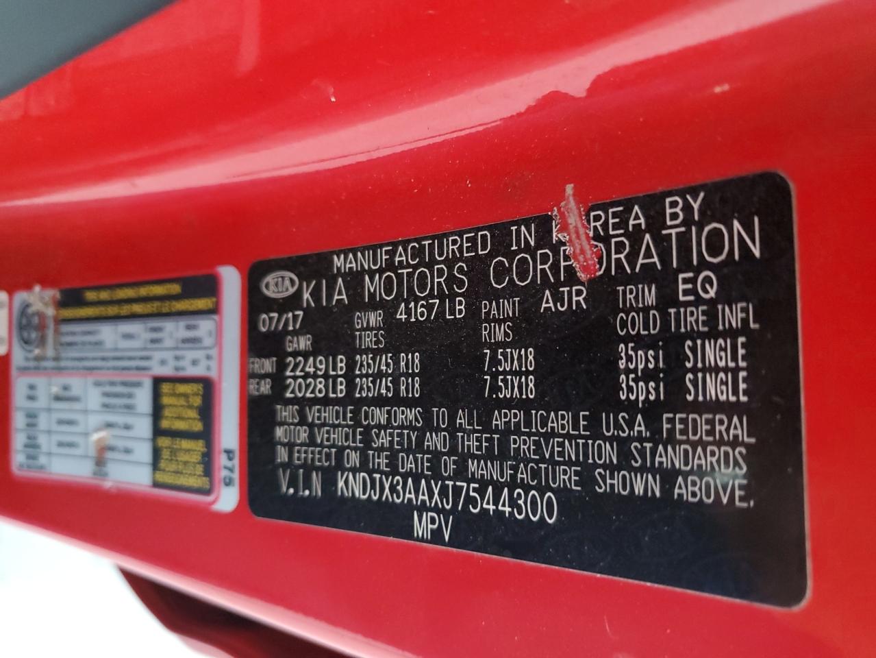 KNDJX3AAXJ7544300 2018 Kia Soul !