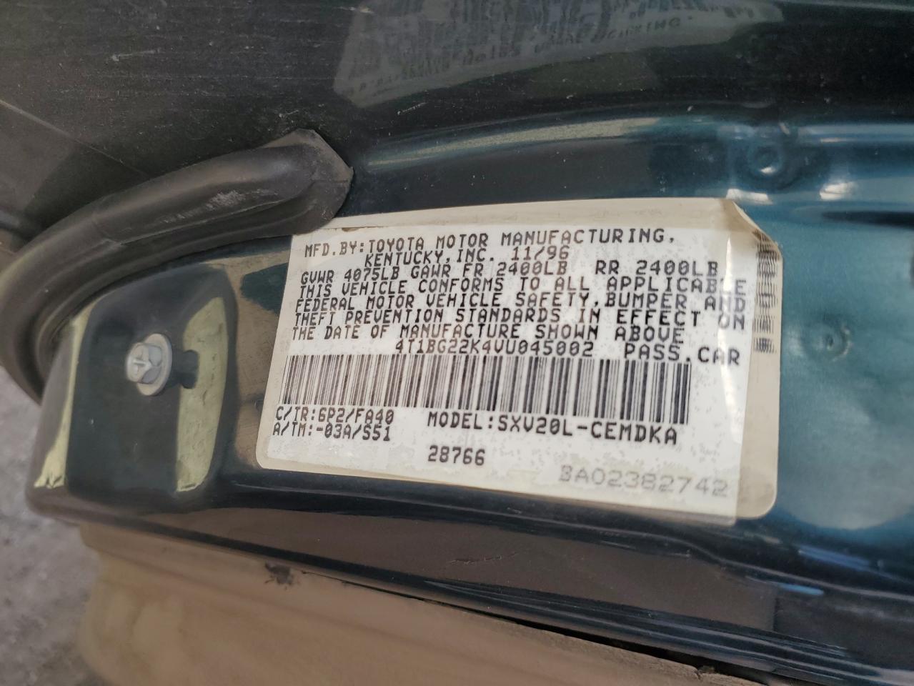 4T1BG22K4VU045002 1997 Toyota Camry Ce