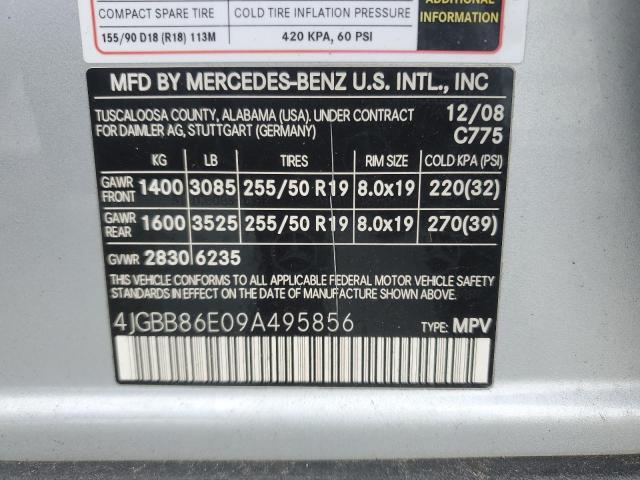 2009 Mercedes-Benz Ml 350 VIN: 4JGBB86E09A495856 Lot: 54343804