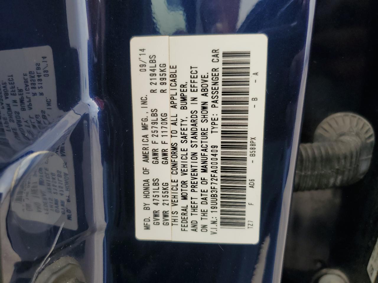 19UUB3F72FA000409 2015 Acura Tlx Advance