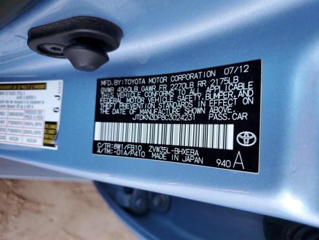 2012 Toyota Prius Plug-In VIN: JTDKN3DP8C3024231 Lot: 54261134