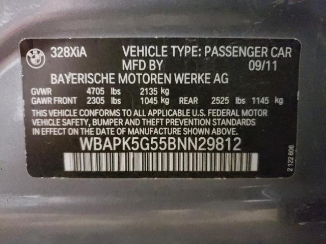 2011 BMW 328 Xi Sulev VIN: WBAPK5G55BNN29812 Lot: 56141274