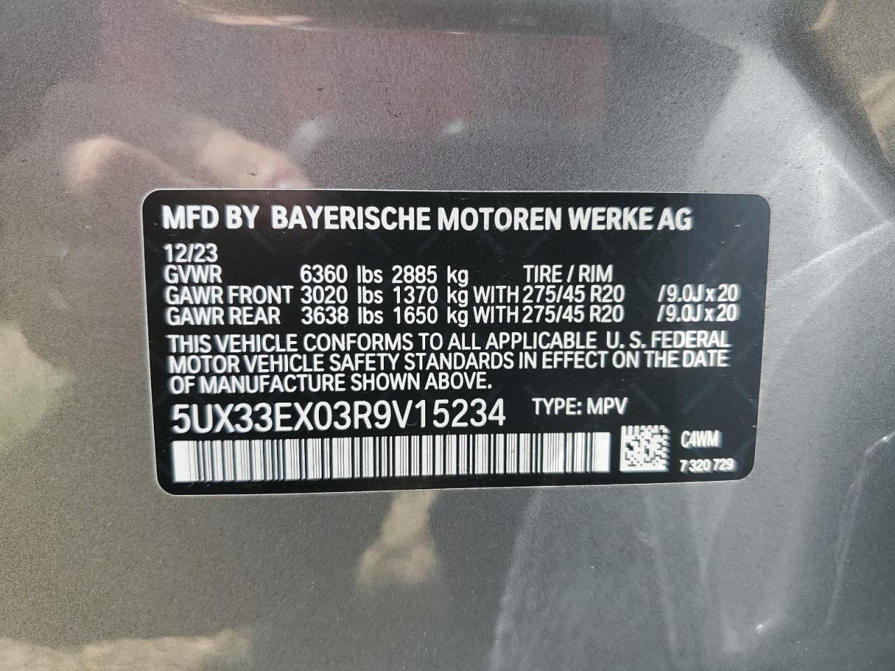 5UX33EX03R9V15234 2024 BMW X6 xDrive40I