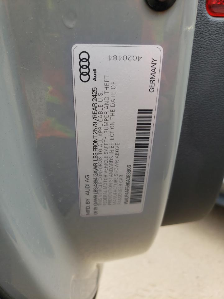 WAUP4AF59KA083806 2019 Audi S5 Premium Plus