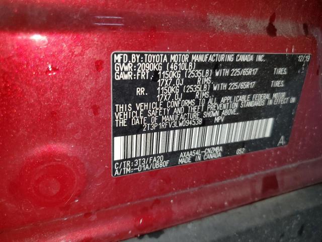 2020 Toyota Rav4 Xle VIN: 2T3P1RFV3LW094538 Lot: 54331934