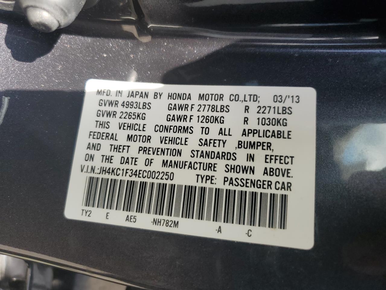 JH4KC1F34EC002250 2014 Acura Rlx