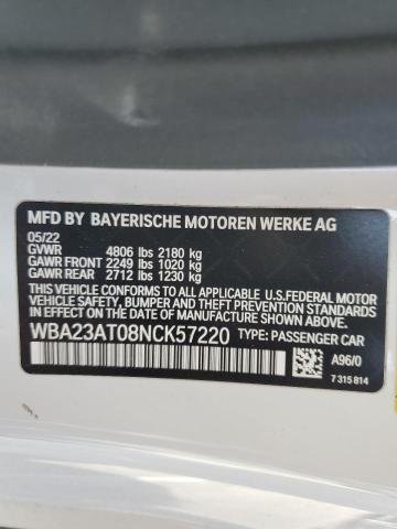 2022 BMW 430I VIN: WBA23AT08NCK57220 Lot: 56969364