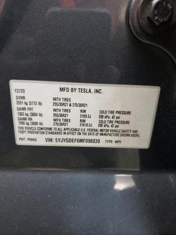 2021 Tesla Model Y VIN: 5YJYGDEF6MF098039 Lot: 55348354