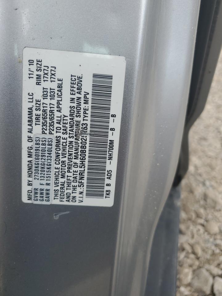 5FNRL5H60BB025263 2011 Honda Odyssey Exl