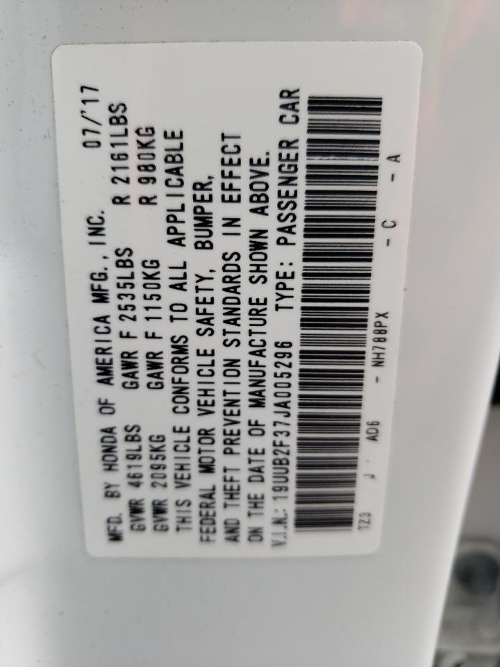 19UUB2F37JA005296 2018 Acura Tlx
