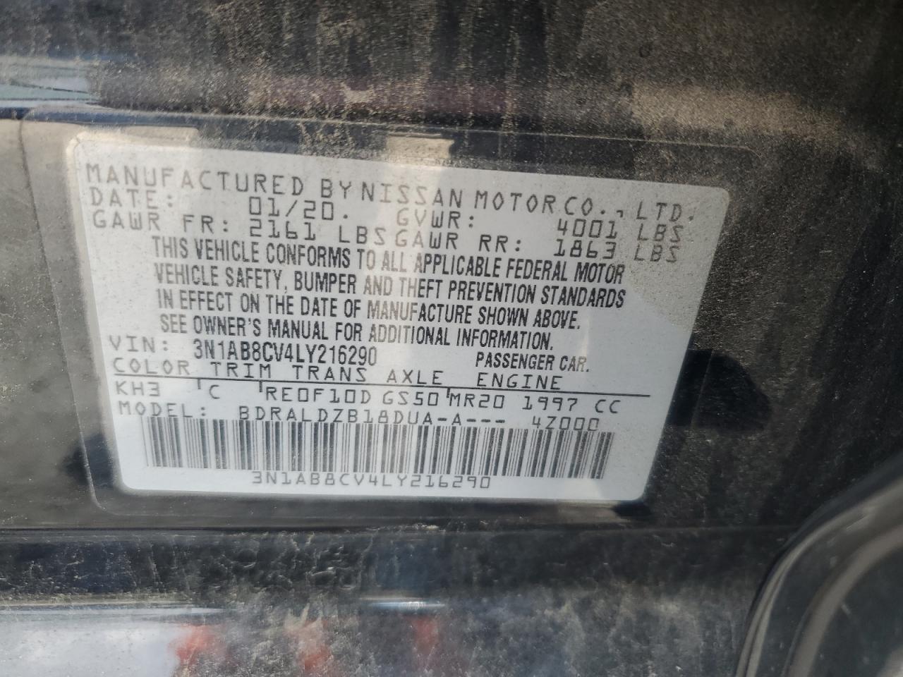 3N1AB8CV4LY216290 NISSAN SENTRA 2020