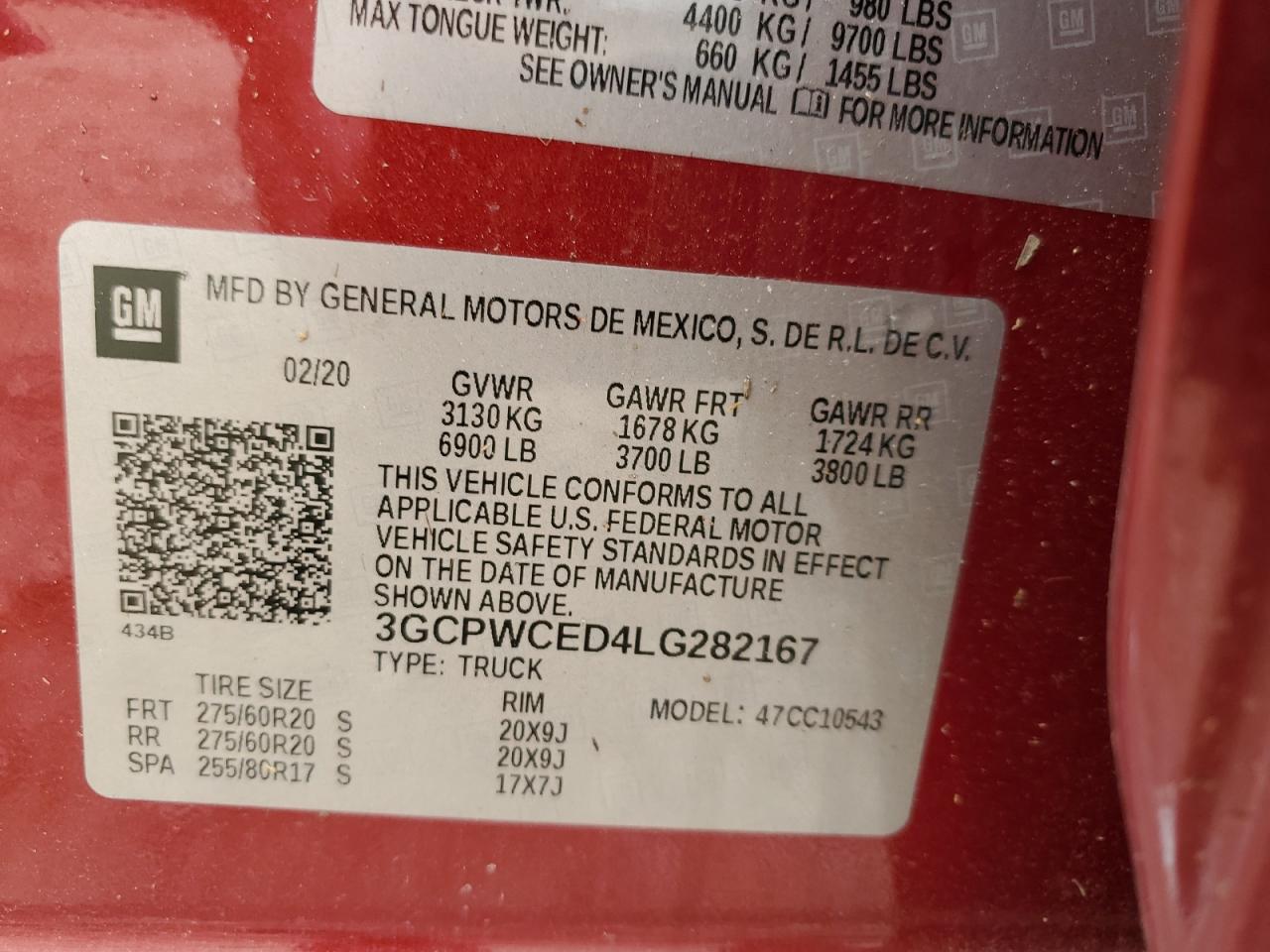 3GCPWCED4LG282167 CHEVROLET ALL Models 2020