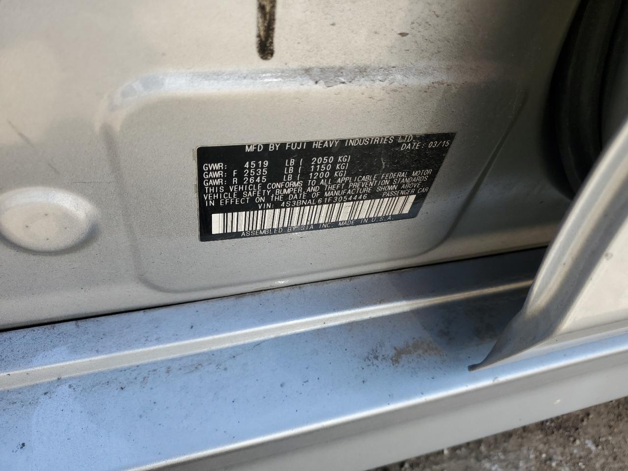 4S3BNAL61F3054446 2015 Subaru Legacy 2.5I Limited