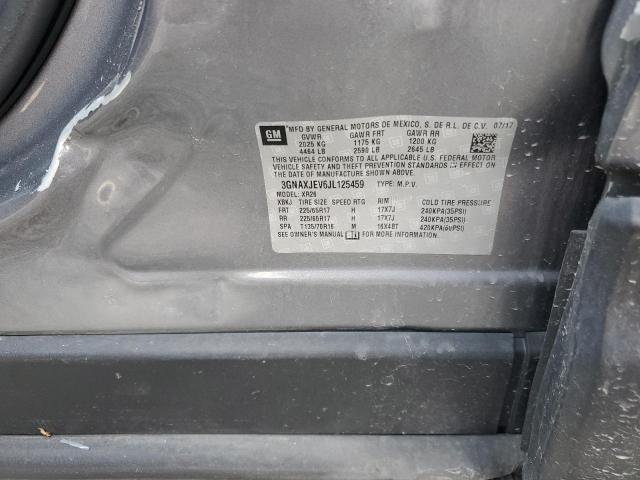 2018 Chevrolet Equinox Lt VIN: 3GNAXJEV6JL125459 Lot: 54648584