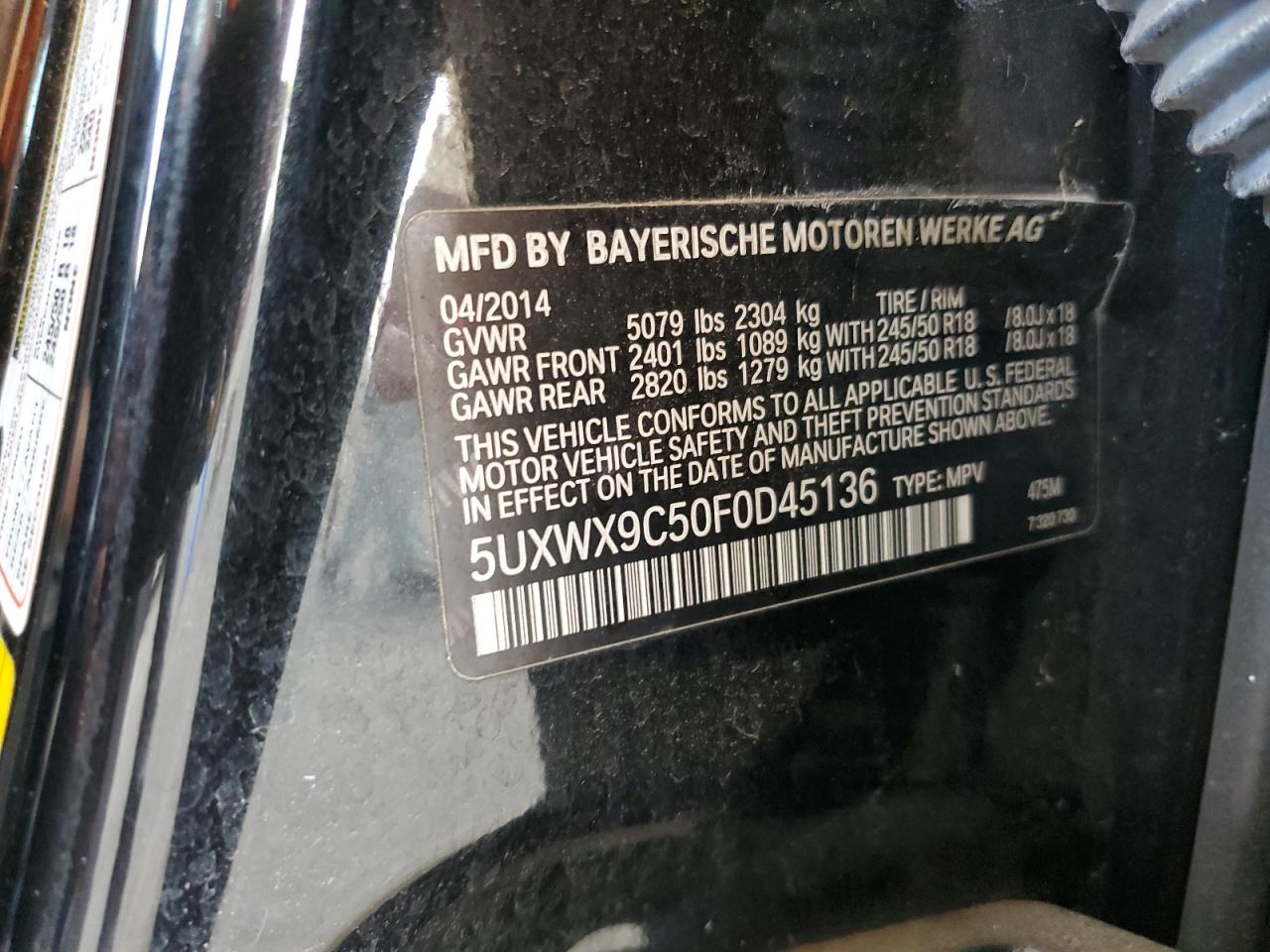 5UXWX9C50F0D45136 2015 BMW X3 xDrive28I