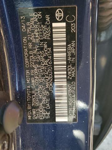 2013 Toyota Prius VIN: JTDKN3DU7D1674154 Lot: 54747494