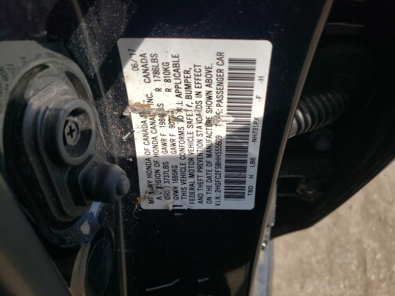 2HGFC2F58HH555609 HONDA CIVIC 2017