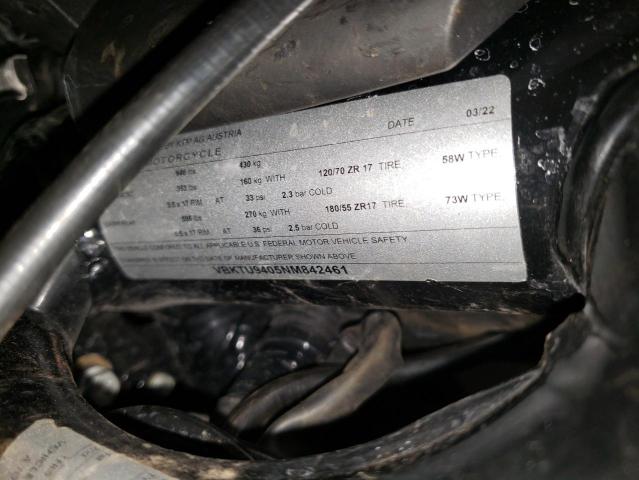 2022 KTM 890 DUKE R VBKTU9405NM842461