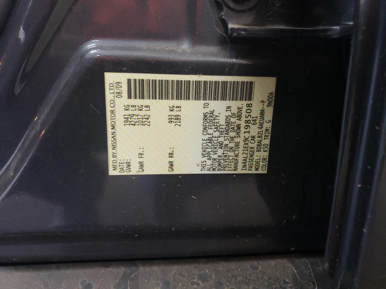 1N4AL21EX9C198508 2009 Nissan Altima 2.5