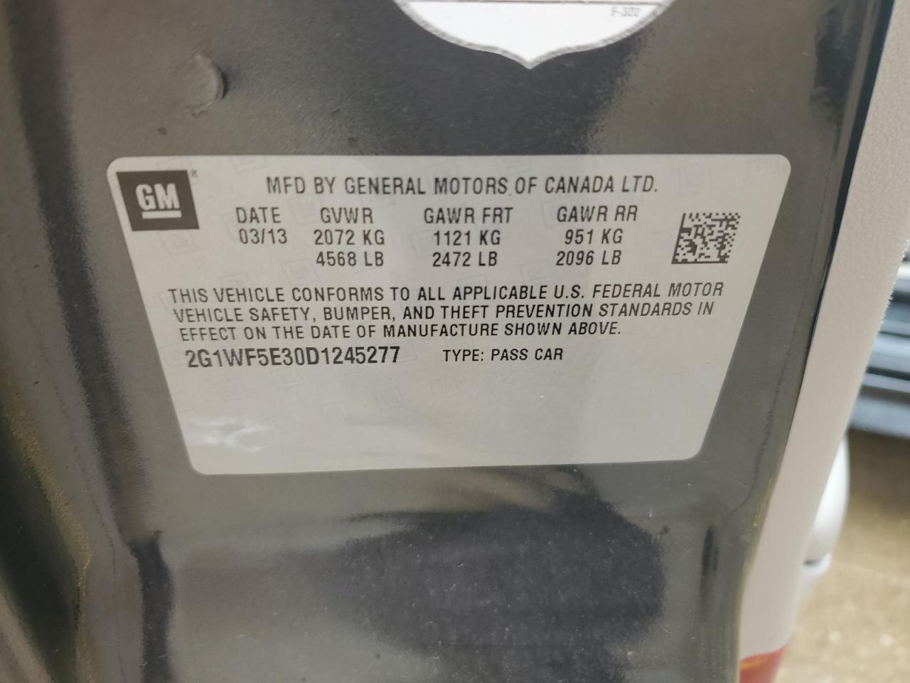 2G1WF5E30D1245277 2013 Chevrolet Impala Ls