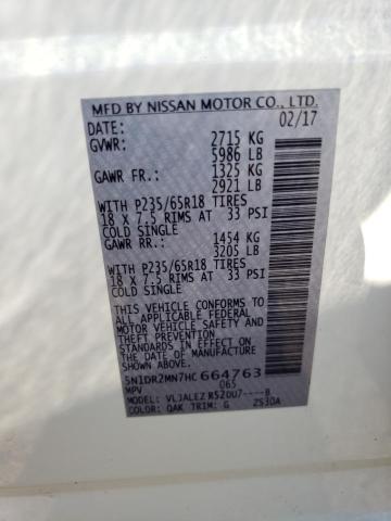 2017 Nissan Pathfinder S VIN: 5N1DR2MN7HC664763 Lot: 54247864