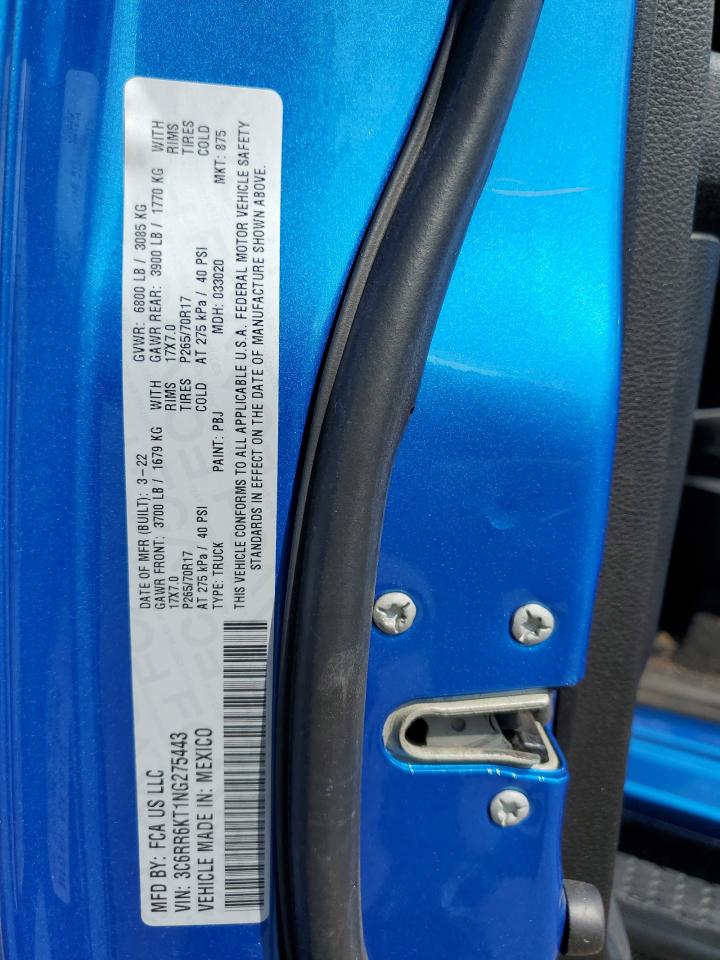 3C6RR6KT1NG275443 2022 Ram 1500 Classic Tradesman