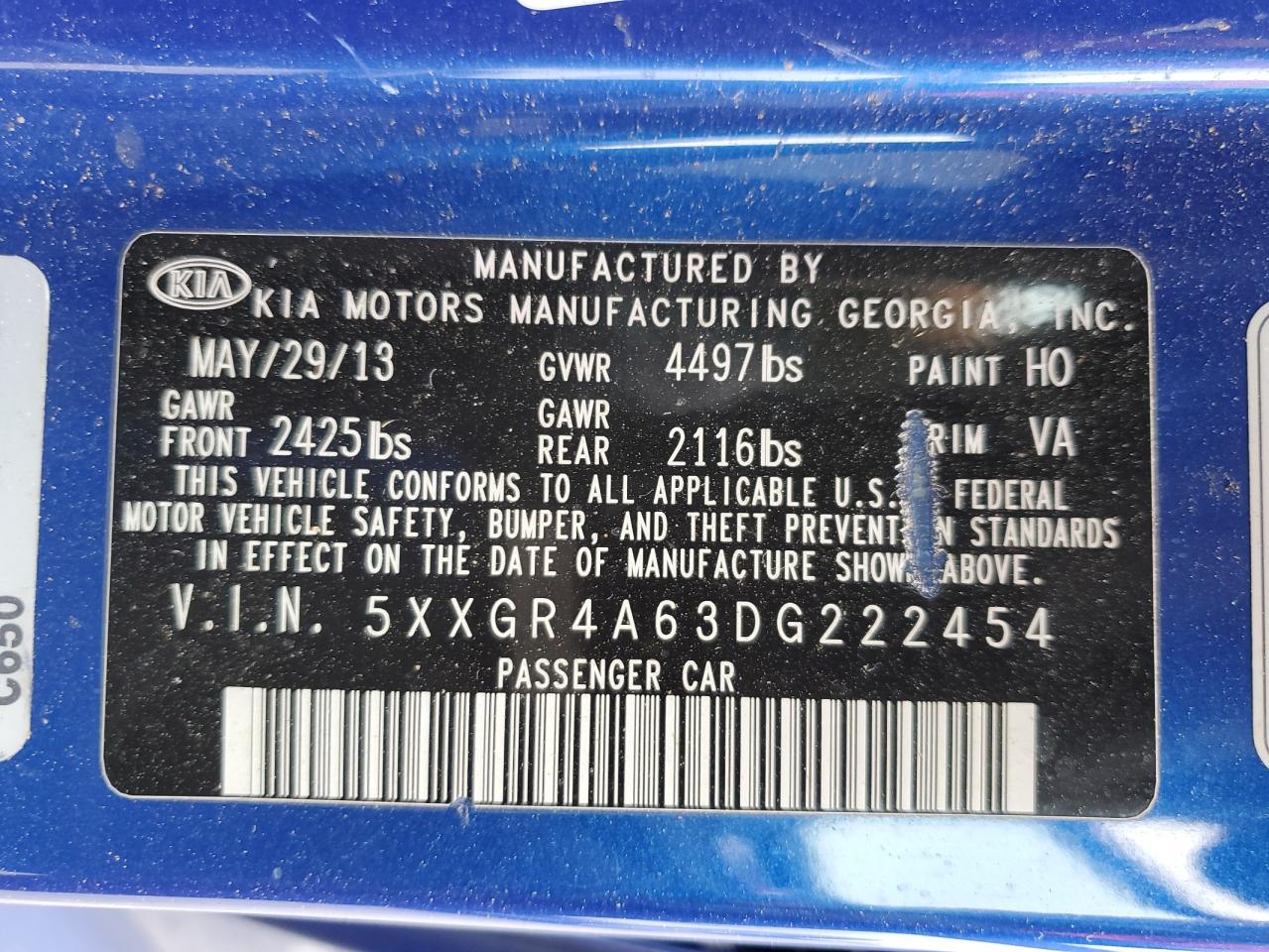 5XXGR4A63DG222454 2013 Kia Optima Sx