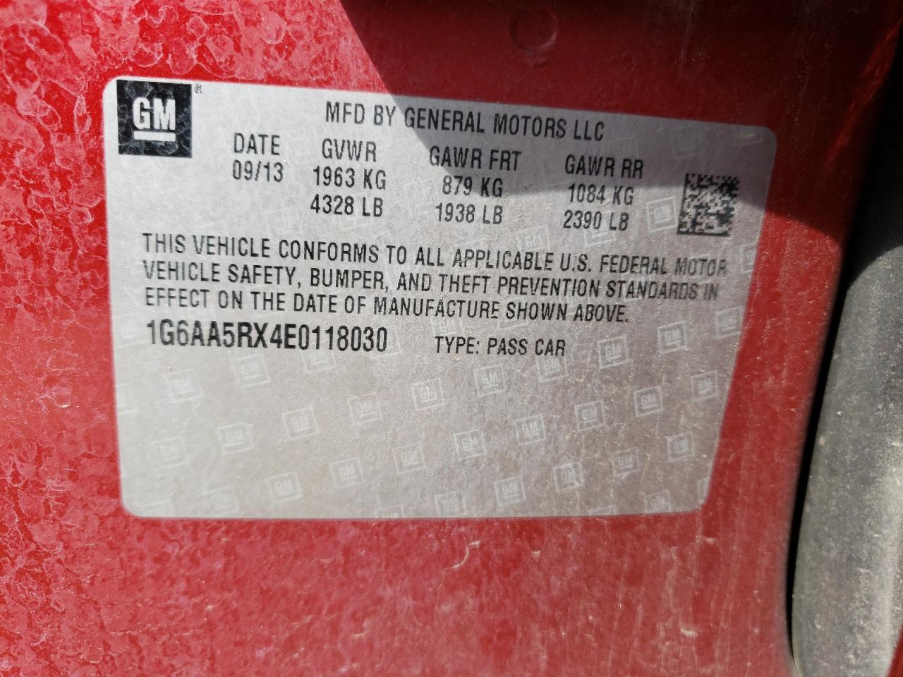 1G6AA5RX4E0118030 2014 Cadillac Ats