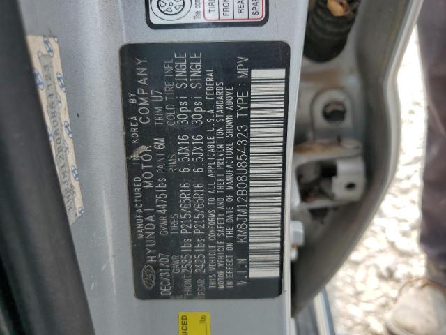 2008 Hyundai Tucson Gls VIN: KM8JM12B08U854323 Lot: 53947894