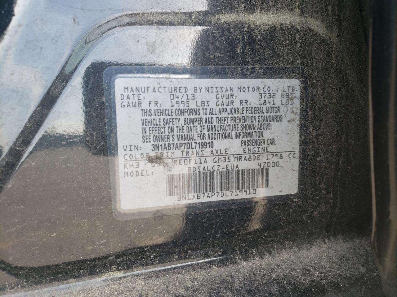 3N1AB7AP7DL719910 2013 Nissan Sentra S