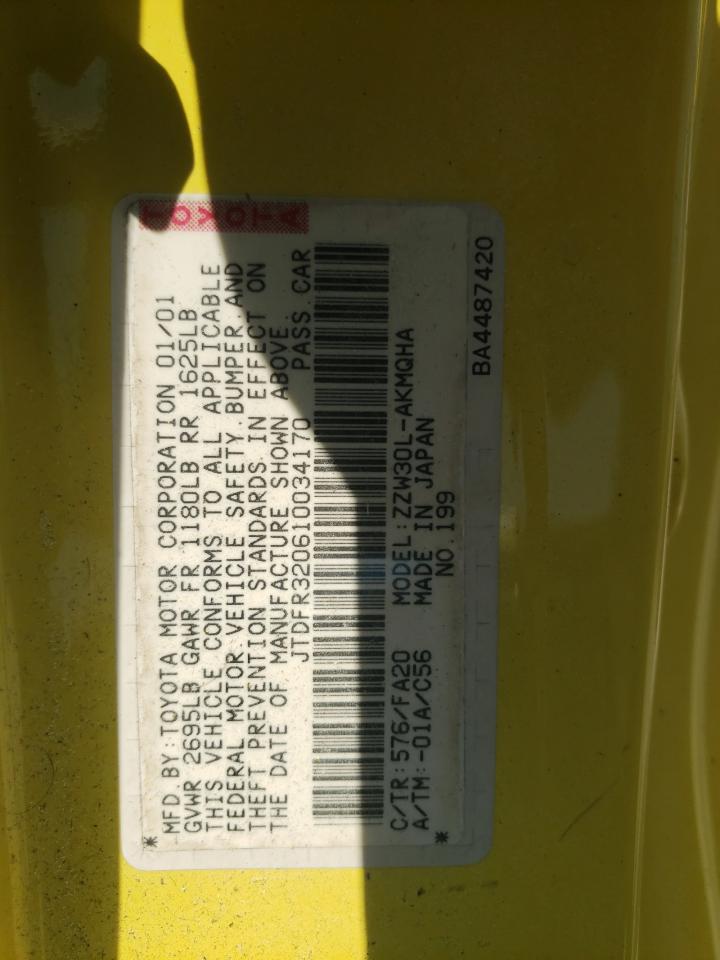 JTDFR320610034170 2001 Toyota Mr2 Spyder