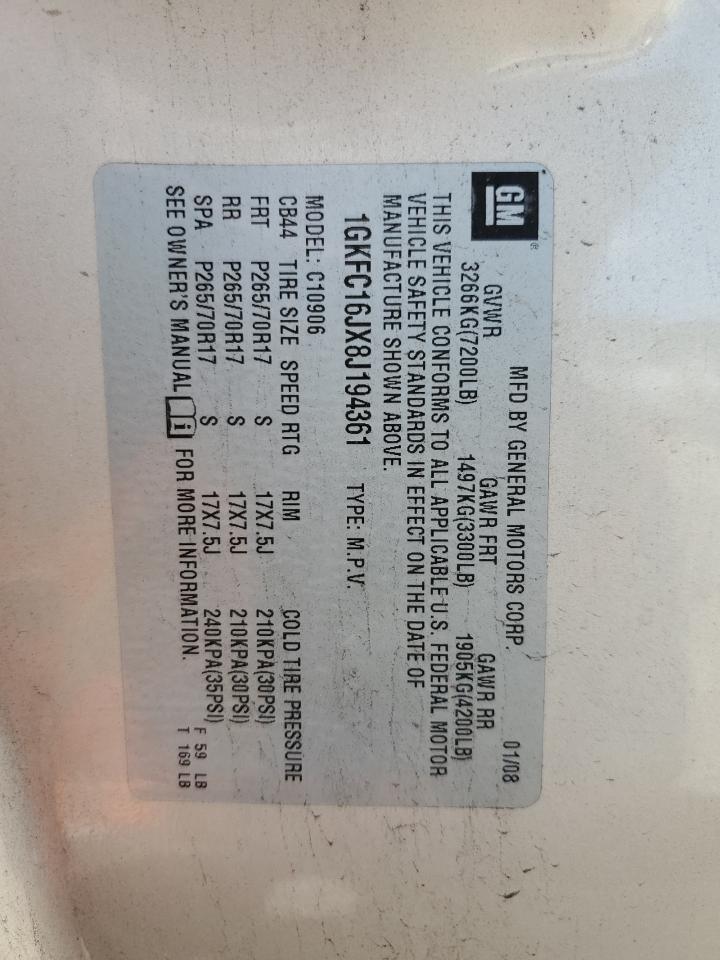 1GKFC16JX8J194361 2008 GMC Yukon Xl C1500