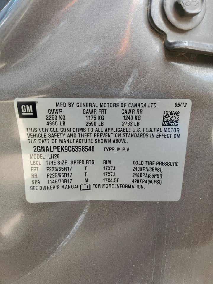 2GNALPEK9C6358540 2012 Chevrolet Equinox Lt