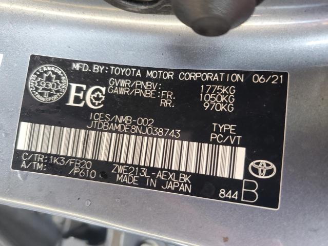 2022 Toyota Corolla VIN: JTDBAMDE8NJ038743 Lot: 56476794