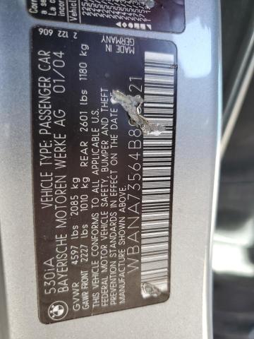 2004 BMW 530 I VIN: WBANA73564B800621 Lot: 55751114