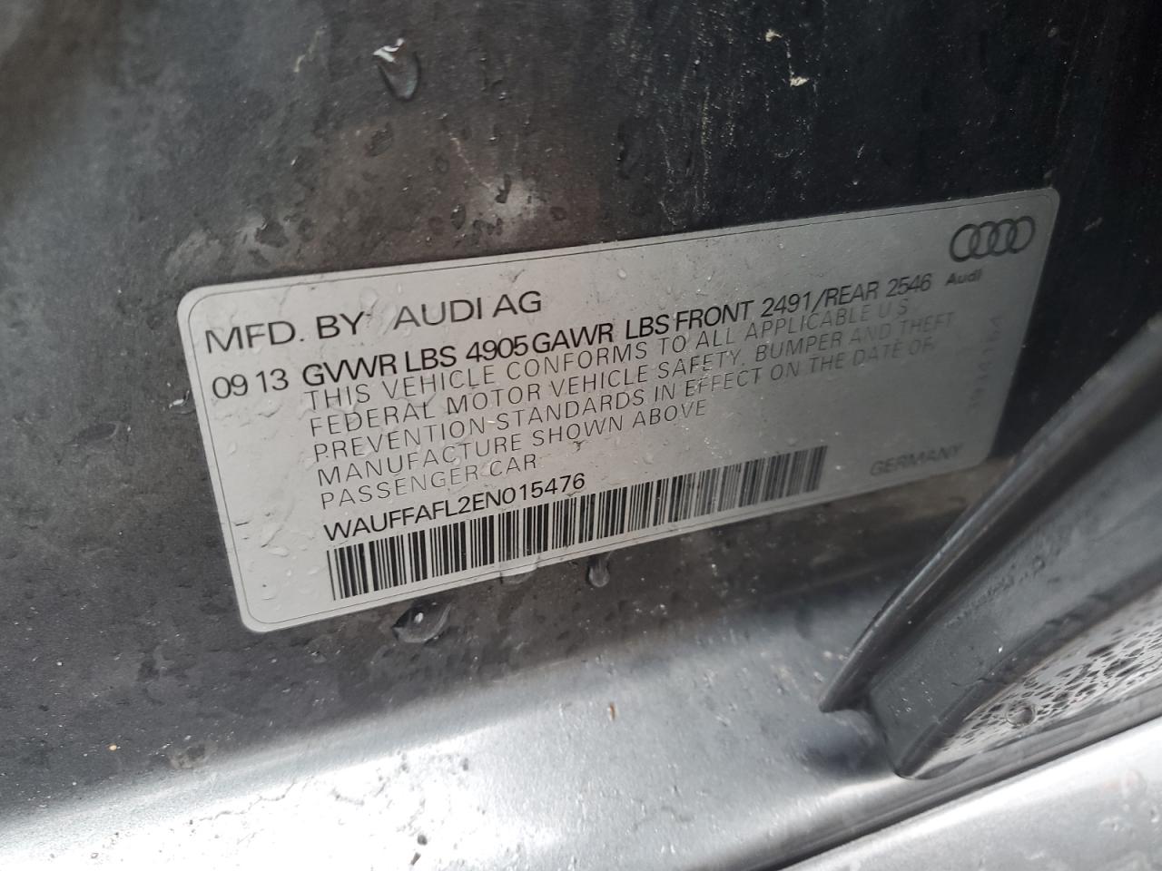 WAUFFAFL2EN015476 2014 Audi A4 Premium Plus