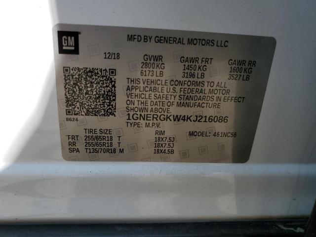 2019 Chevrolet Traverse Lt VIN: 1GNERGKW4KJ216086 Lot: 56806524