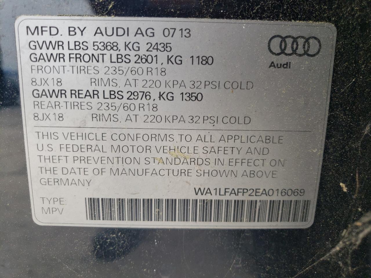 WA1LFAFP2EA016069 2014 Audi Q5 Premium Plus