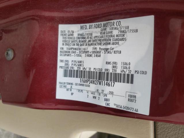 2007 Ford Focus Zx4 VIN: 1FAHP34N27W114617 Lot: 54872134