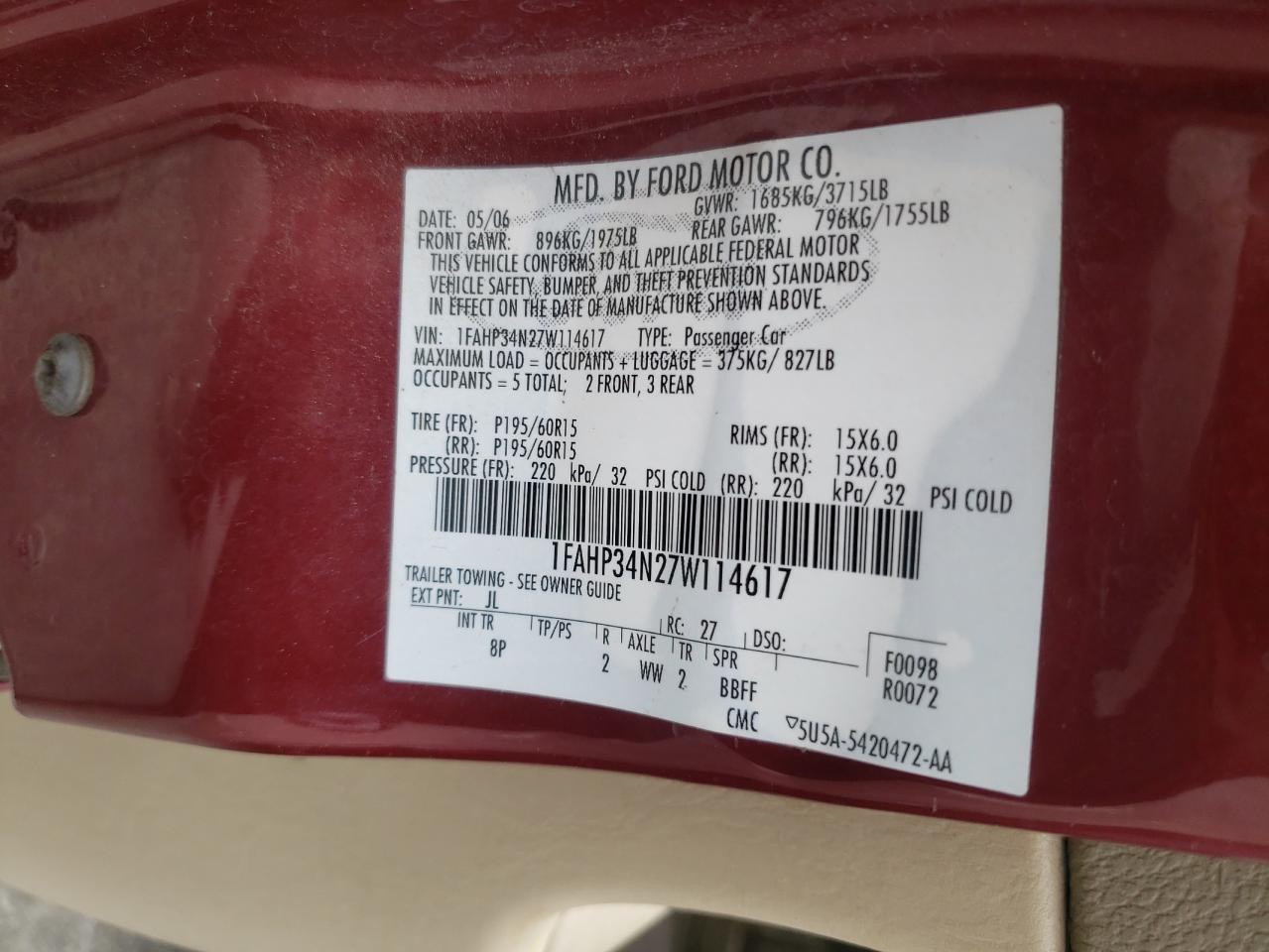 1FAHP34N27W114617 2007 Ford Focus Zx4