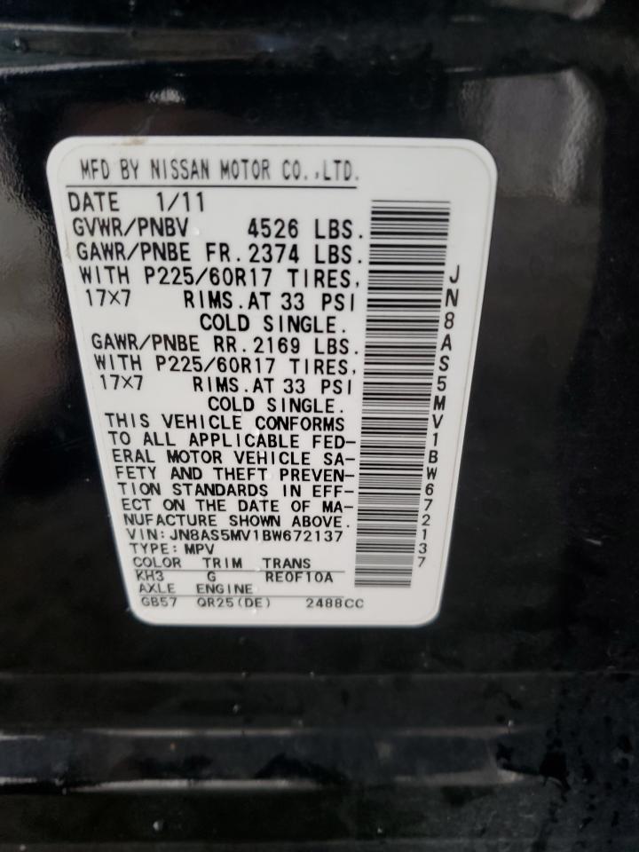JN8AS5MV1BW672137 2011 Nissan Rogue S