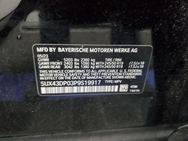 2023 BMW X3 Sdrive30I VIN: 5UX43DP03P9S19917 Lot: 54092104