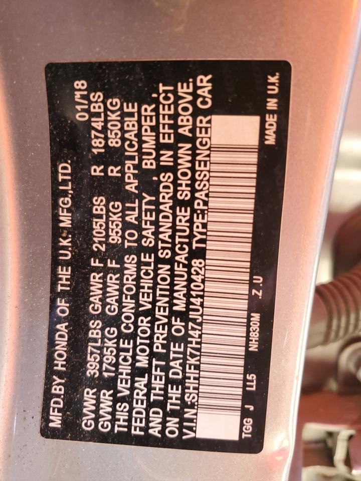 SHHFK7H47JU410428 2018 Honda Civic Sport