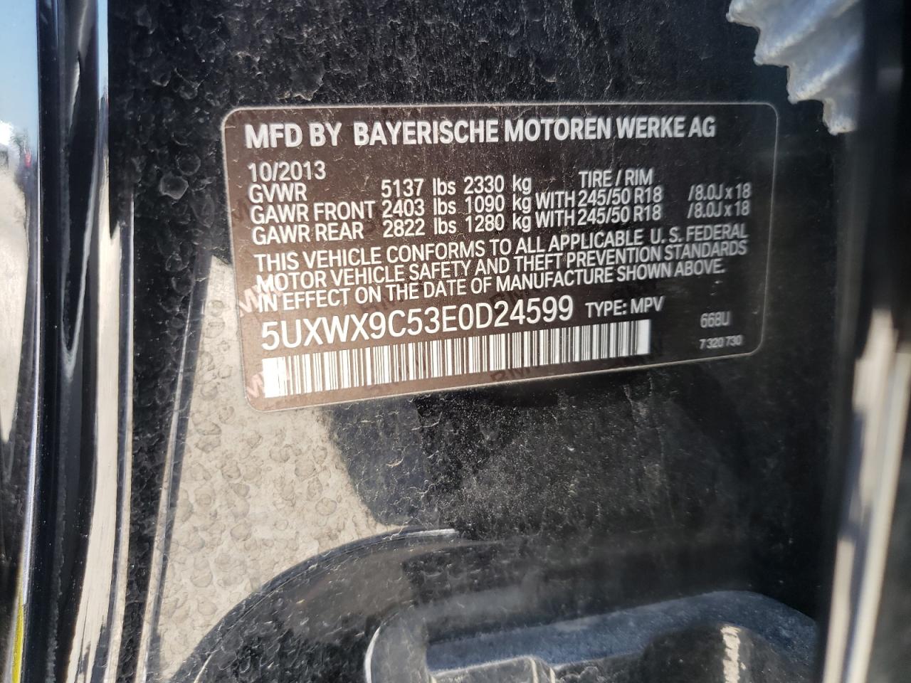 5UXWX9C53E0D24599 2014 BMW X3 xDrive28I