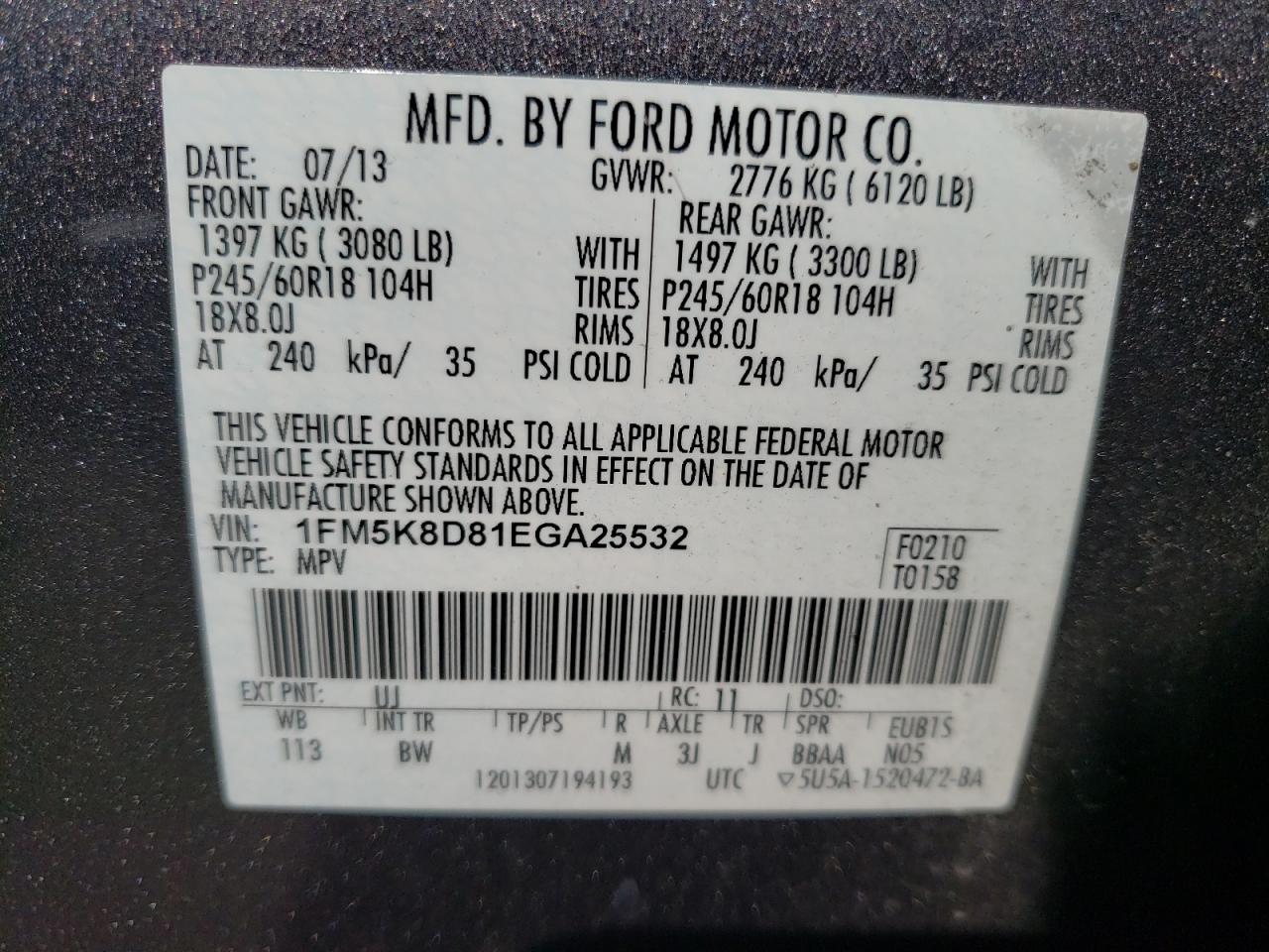 1FM5K8D81EGA25532 2014 Ford Explorer Xlt