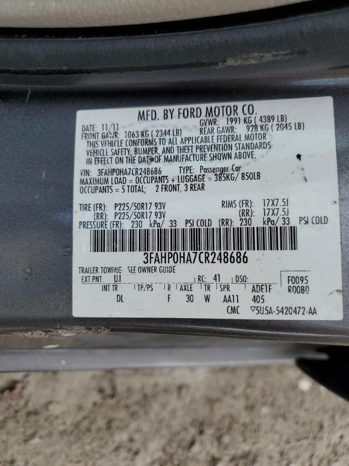 Lot #2621861680 2012 FORD FUSION SE