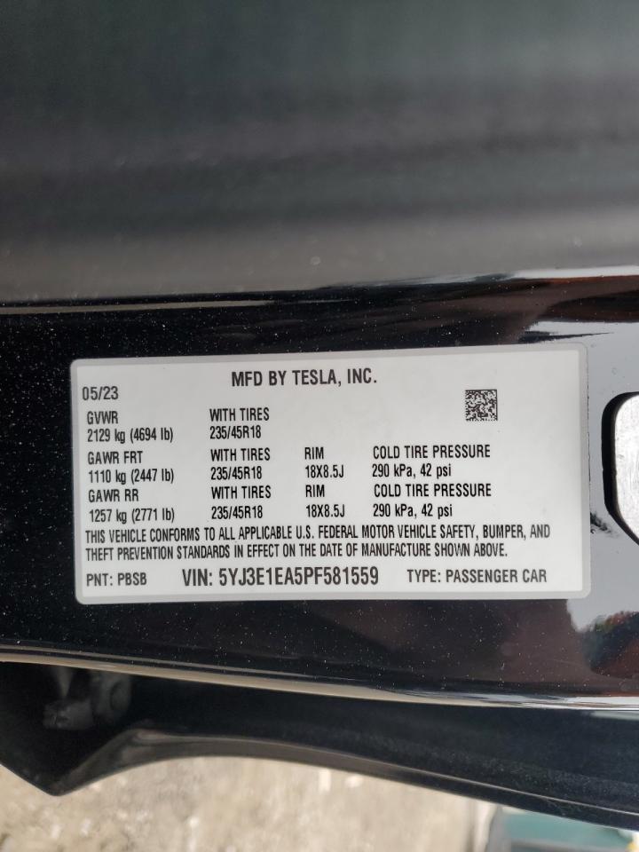 5YJ3E1EA5PF581559 2023 Tesla Model 3