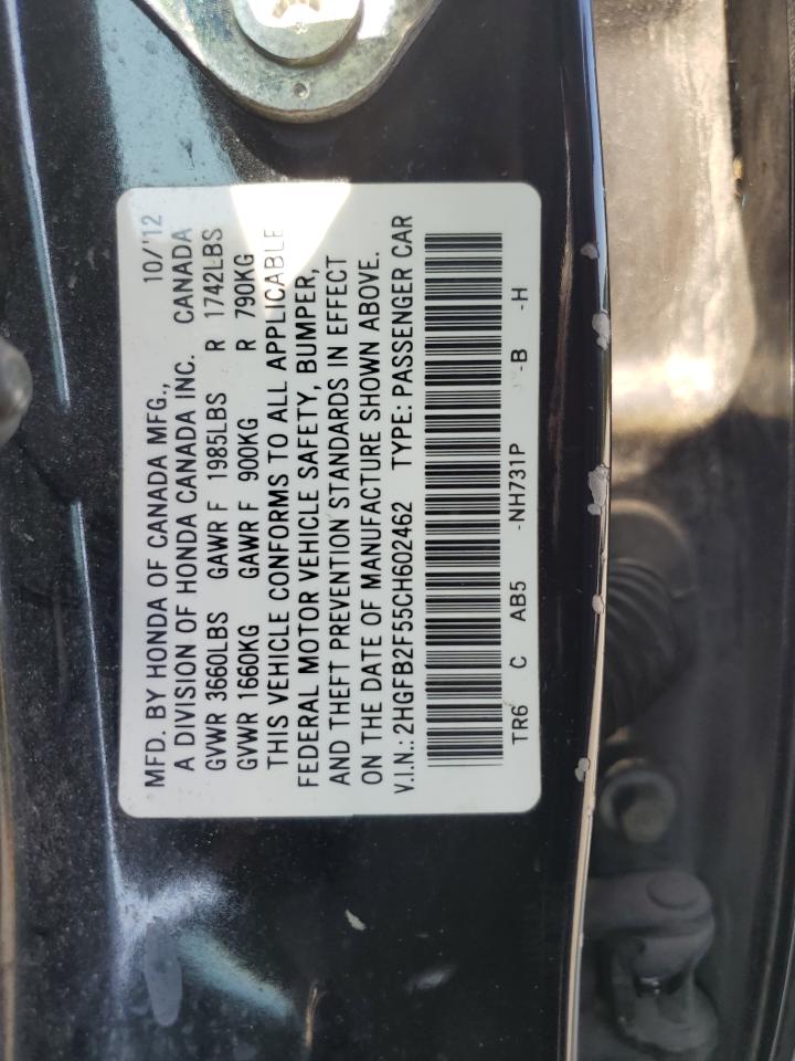 2HGFB2F55CH602462 2012 Honda Civic Lx