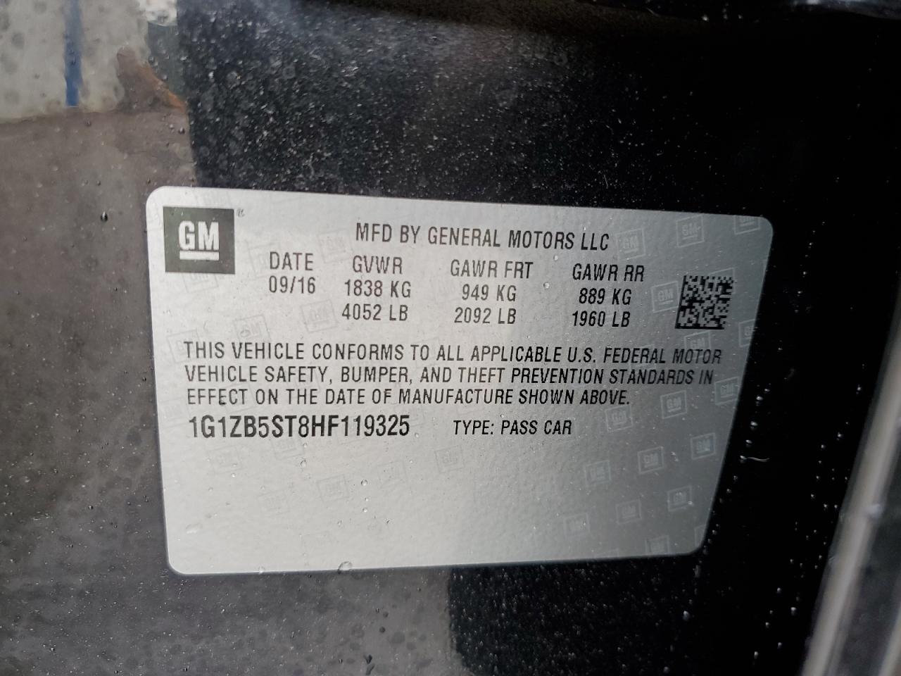 1G1ZB5ST8HF119325 CHEVROLET MALIBU 2017